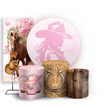 Capas Painel Redondo Trio Cilindro e Faixa Lateral Sublimado - Cavalo