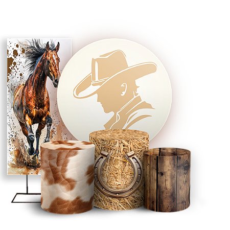 Capas Painel Redondo Trio Cilindro e Faixa Lateral Sublimado - Cavalo