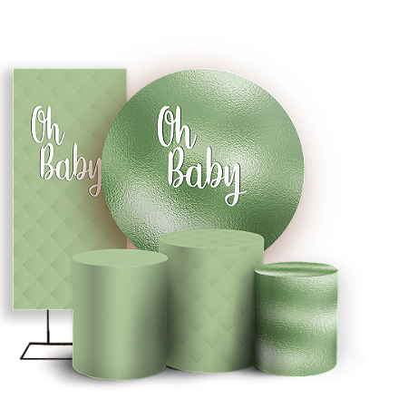 Capas Painel Redondo Trio Cilindro e Faixa Lateral Sublimado - Oh Baby