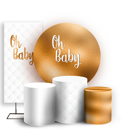 Capas Painel Redondo Trio Cilindro e Faixa Lateral Sublimado - Oh Baby