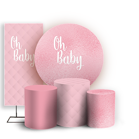 Capas Painel Redondo Trio Cilindro e Faixa Lateral Sublimado - Oh Baby