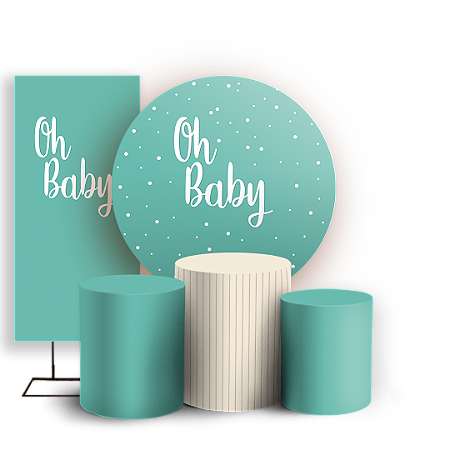 Capas Painel Redondo Trio Cilindro e Faixa Lateral Sublimado - Oh Baby