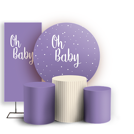 Capas Painel Redondo Trio Cilindro e Faixa Lateral Sublimado - Oh Baby