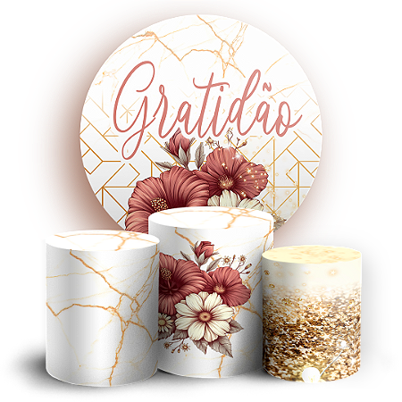 Capas Painel Redondo e Trio Cilindro Sublimado - Floral