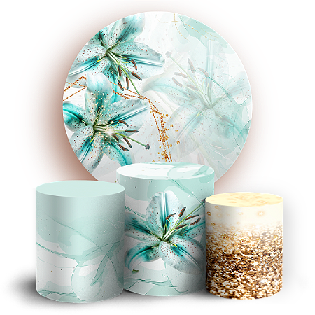 Capas Painel Redondo e Trio Cilindro Sublimado - Floral
