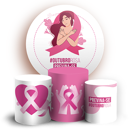 Capas Painel Redondo e Trio Cilindro Sublimado - Outubro Rosa
