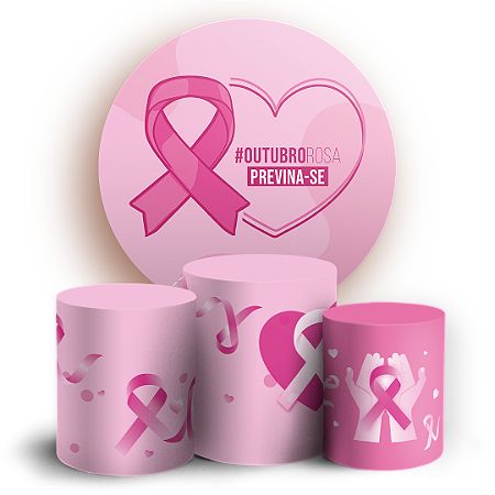 Capas Painel Redondo e Trio Cilindro Sublimado - Outubro Rosa