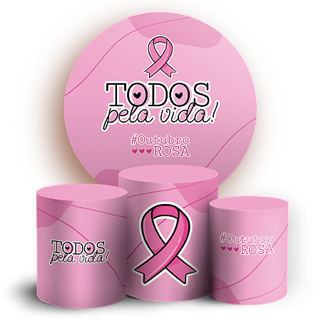 Capas Painel Redondo e Trio Cilindro Sublimado - Outubro Rosa