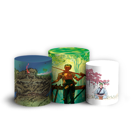 Capas Trio Cilindro Sublimado Vest Facil - Zoro One Piece