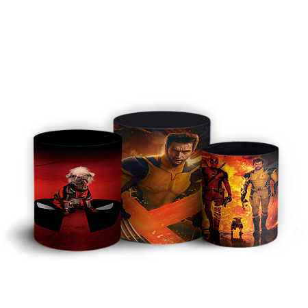 Capas Trio Cilindro Sublimado Vest Facil - Deadpool e Wolverine