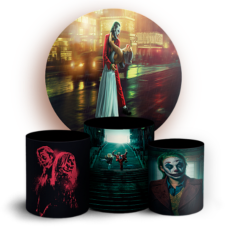 Capas Painel Redondo e Trio Cilindro Sublimado - Coringa Delirio a Dois