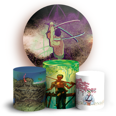Capas Painel Redondo e Trio Cilindro Sublimado - Zoro One Piece