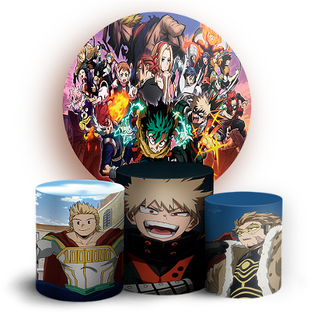 Capas Painel Redondo e Trio Cilindro Sublimado - My Hero Academia