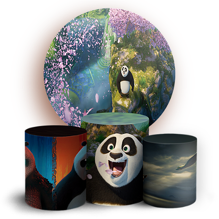 Capas Painel Redondo e Trio Cilindro Sublimado - Kung Fu Panda