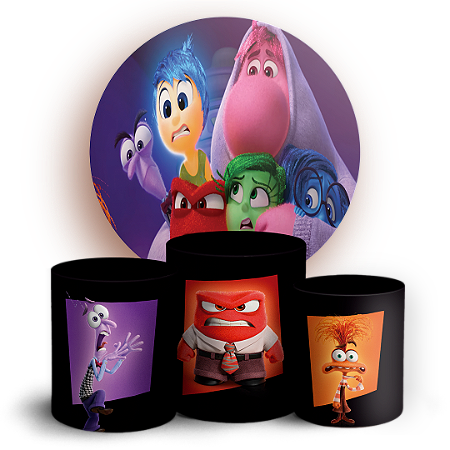 Capas Painel Redondo e Trio Cilindro Sublimado - Divertida Mente