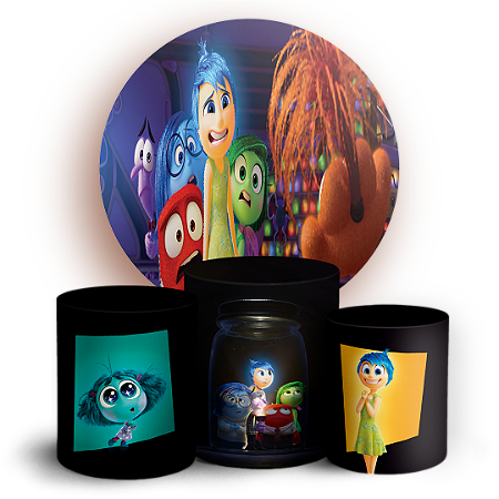 Capas Painel Redondo e Trio Cilindro Sublimado - Divertida Mente