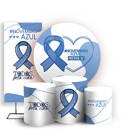 Capas Painel Redondo Trio Cilindro e Faixa Lateral Sublimado - Novembro Azul