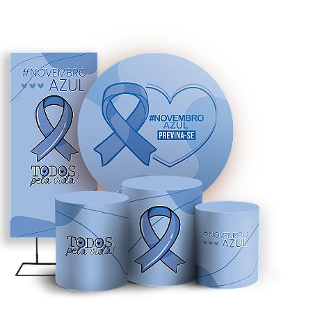 Capas Painel Redondo Trio Cilindro e Faixa Lateral Sublimado - Novembro Azul
