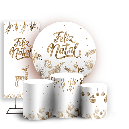 Capas Painel Redondo Trio Cilindro e Faixa Lateral Sublimado - Natal