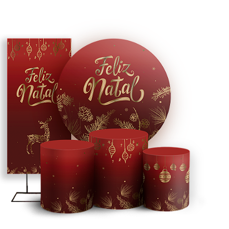 Capas Painel Redondo Trio Cilindro e Faixa Lateral Sublimado - Natal