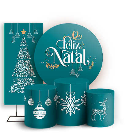 Capas Painel Redondo Trio Cilindro e Faixa Lateral Sublimado - Natal