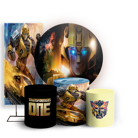 Capas Painel Redondo Trio Cilindro e Faixa Lateral Sublimado - Transformers