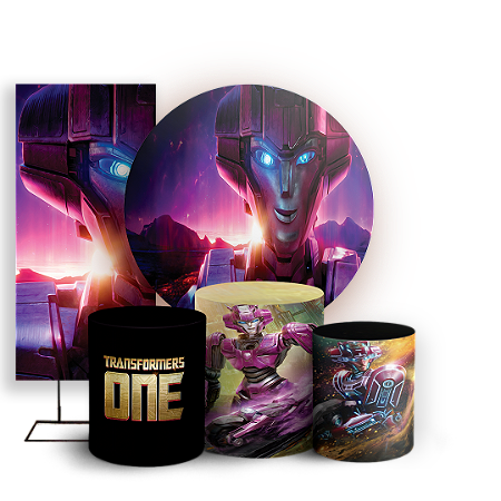 Capas Painel Redondo Trio Cilindro e Faixa Lateral Sublimado - Transformers