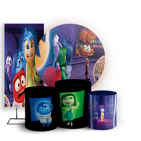 Capas Painel Redondo Trio Cilindro e Faixa Lateral Sublimado - Divertida Mente