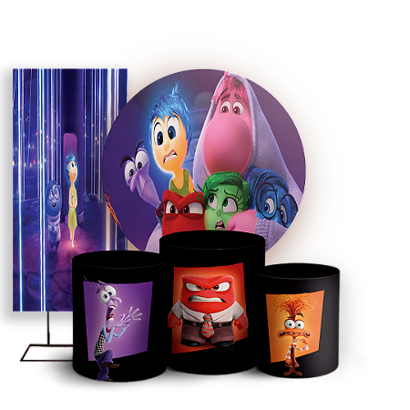 Capas Painel Redondo Trio Cilindro e Faixa Lateral Sublimado - Divertida Mente