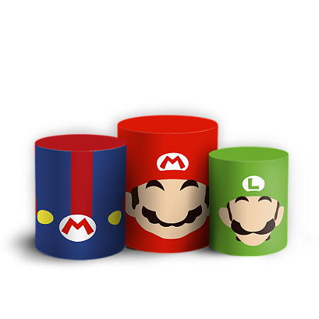 Capas Trio Cilindro Sublimado Vest Facil - Super Mario