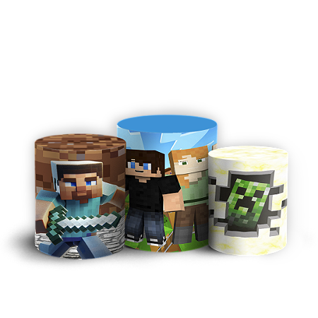 Capas Trio Cilindro Sublimado Vest Facil - Minecraft