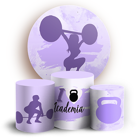 Capas Painel Redondo e Trio Cilindro Sublimado - Academia