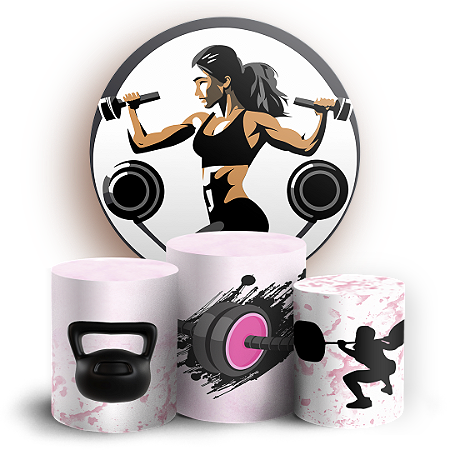 Capas Painel Redondo e Trio Cilindro Sublimado - Academia