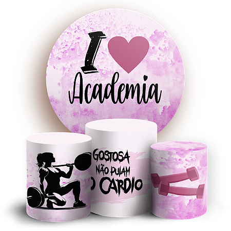 Capas Painel Redondo e Trio Cilindro Sublimado - Academia
