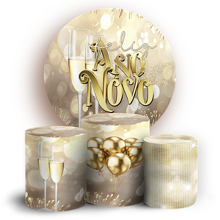 Capas Painel Redondo e Trio Cilindro Sublimado - Ano Novo