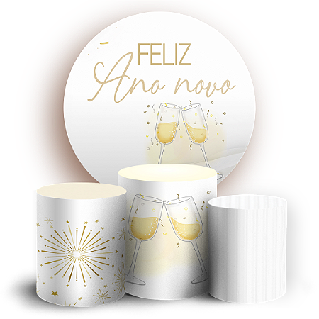Capas Painel Redondo e Trio Cilindro Sublimado - Ano Novo