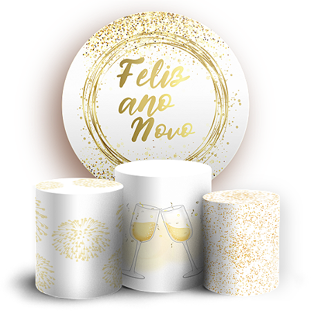 Capas Painel Redondo e Trio Cilindro Sublimado - Ano Novo