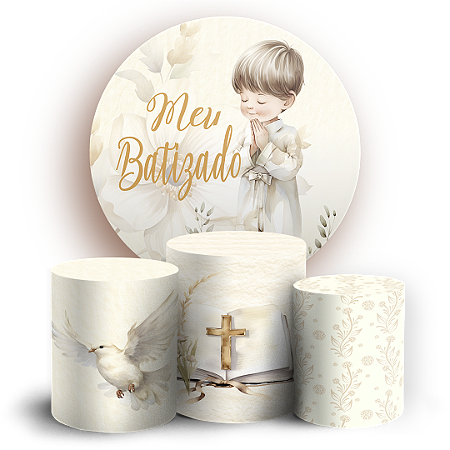 Capas Painel Redondo e Trio Cilindro Sublimado - Batizado