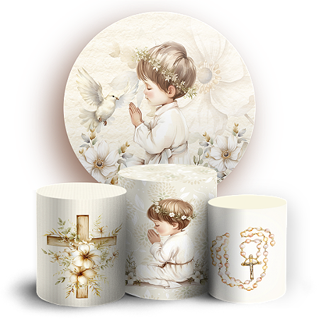 Capas Painel Redondo e Trio Cilindro Sublimado - Batizado