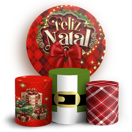 Capas Painel Redondo e Trio Cilindro Sublimado - Natal