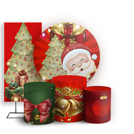 Capas Painel Redondo Trio Cilindro e Faixa Lateral Sublimado - Natal