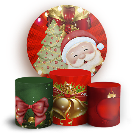 Capas Painel Redondo e Trio Cilindro Sublimado - Natal