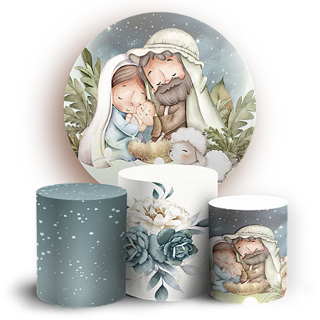 Capas Painel Redondo e Trio Cilindro Sublimado - Natal