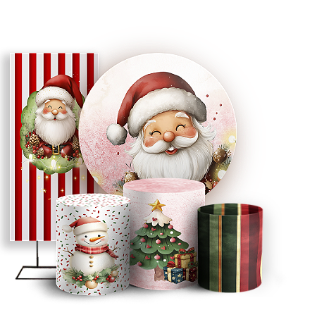 Capas Painel Redondo Trio Cilindro e Faixa Lateral Sublimado - Natal