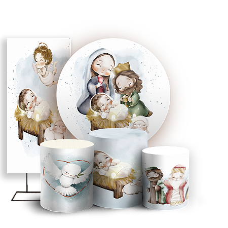 Capas Painel Redondo Trio Cilindro e Faixa Lateral Sublimado - Natal