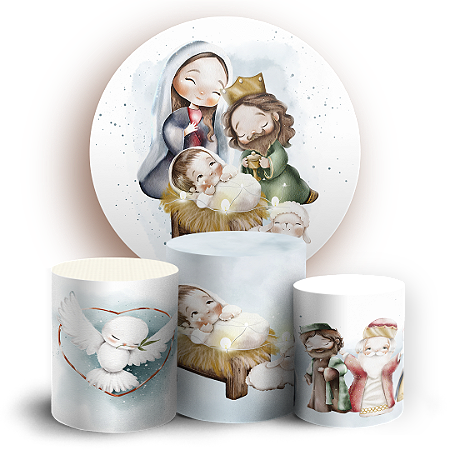 Capas Painel Redondo e Trio Cilindro Sublimado - Natal
