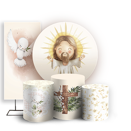 Capas Painel Redondo Trio Cilindro e Faixa Lateral Sublimado - Natal