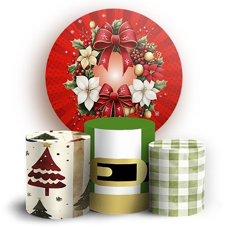 Capas Painel Redondo e Trio Cilindro Sublimado - Natal