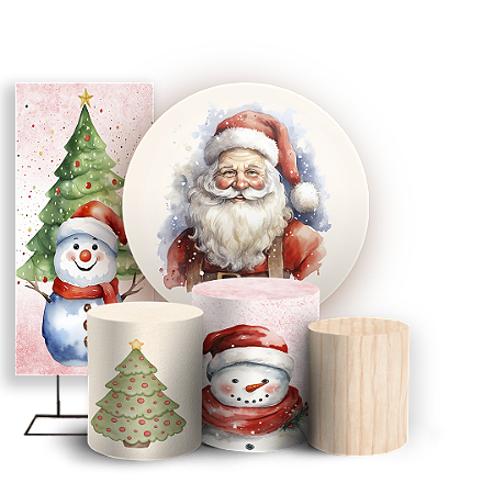 Capas Painel Redondo Trio Cilindro e Faixa Lateral Sublimado - Natal