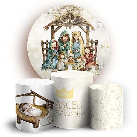 Capas Painel Redondo e Trio Cilindro Sublimado - Natal